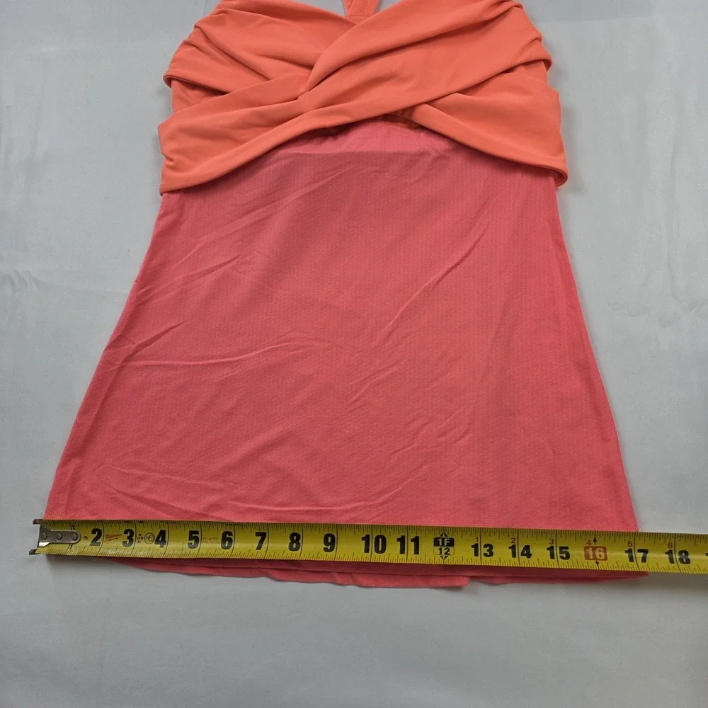 Lululemon Tank Top Womens 6 Pink Orange Built In Bra Colorblock Yoga Athletic